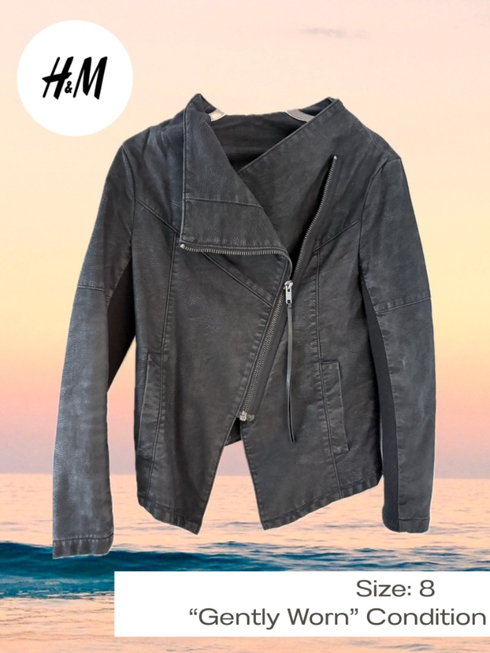 Vintage H&M Divided asymmetrical black moto jacket